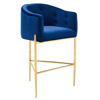 Modway EEI-3911-NAV Navy Savour Tufted Performance Velvet Bar Stool