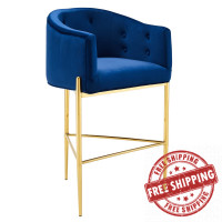 Modway EEI-3911-NAV Navy Savour Tufted Performance Velvet Bar Stool
