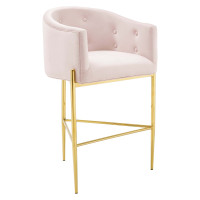 Modway EEI-3911-PNK Pink Savour Tufted Performance Velvet Bar Stool