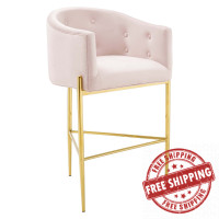 Modway EEI-3911-PNK Pink Savour Tufted Performance Velvet Bar Stool