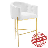 Modway EEI-3911-WHI White Savour Tufted Performance Velvet Bar Stool