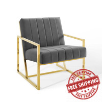 Modway EEI-3914-CHA Charcoal Inspire Channel Tufted Performance Velvet Armchair
