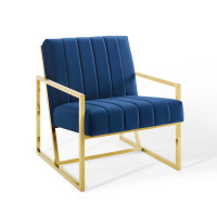 Modway EEI-3914-NAV Navy Inspire Channel Tufted Performance Velvet Armchair