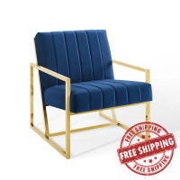 Modway EEI-3914-NAV Navy Inspire Channel Tufted Performance Velvet Armchair