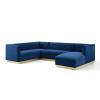 Modway EEI-3921-NAV Navy Sanguine 3 Piece Performance Velvet Sectional Sofa Set