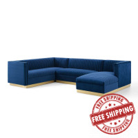 Modway EEI-3921-NAV Navy Sanguine 3 Piece Performance Velvet Sectional Sofa Set