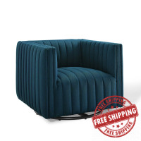 Modway EEI-3926-AZU Azure Conjure Tufted Swivel Upholstered Armchair