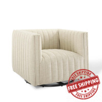 Modway EEI-3926-BEI Beige Conjure Tufted Swivel Upholstered Armchair