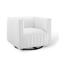 Modway EEI-3926-WHI White Conjure Tufted Swivel Upholstered Armchair