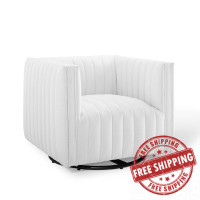 Modway EEI-3926-WHI White Conjure Tufted Swivel Upholstered Armchair