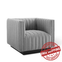 Modway EEI-3927-LGR Light Gray Conjure Tufted Upholstered Fabric Armchair