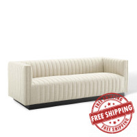 Modway EEI-3928-BEI Beige Conjure Tufted Upholstered Fabric Sofa