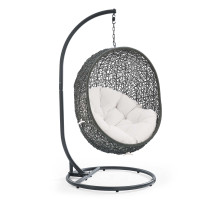 Modway EEI-3929-GRY-WHI Gray White Hide Outdoor Patio Sunbrella® Swing Chair With Stand