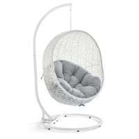 Modway EEI-3929-WHI-GRY White Gray Hide Outdoor Patio Sunbrella® Swing Chair With Stand