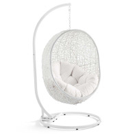 Modway EEI-3929-WHI-WHI White White Hide Outdoor Patio Sunbrella® Swing Chair With Stand
