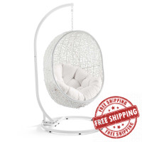 Modway EEI-3929-WHI-WHI White White Hide Outdoor Patio Sunbrella® Swing Chair With Stand