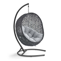 Modway EEI-3943-BLK-GRY Black Gray Encase Sunbrella® Swing Outdoor Patio Lounge Chair