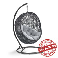 Modway EEI-3943-BLK-GRY Black Gray Encase Sunbrella® Swing Outdoor Patio Lounge Chair