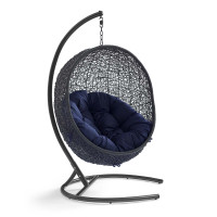 Modway EEI-3943-BLK-NAV Black Navy Encase Sunbrella® Swing Outdoor Patio Lounge Chair
