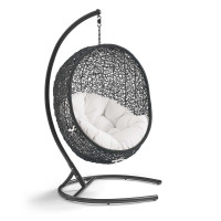 Modway EEI-3943-BLK-WHI Black White Encase Sunbrella® Swing Outdoor Patio Lounge Chair