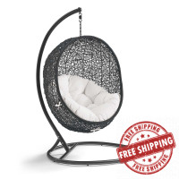 Modway EEI-3943-BLK-WHI Black White Encase Sunbrella® Swing Outdoor Patio Lounge Chair