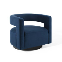 Modway EEI-3947-MID Midnight Blue Spin Cutaway Performance Velvet Swivel Armchair