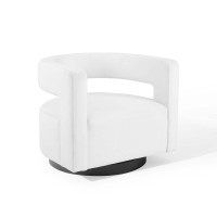 Modway EEI-3947-WHI White Spin Cutaway Performance Velvet Swivel Armchair