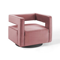 Modway EEI-3948-DUS Dusty Rose Booth Performance Velvet Swivel Armchair