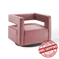 Modway EEI-3948-DUS Dusty Rose Booth Performance Velvet Swivel Armchair