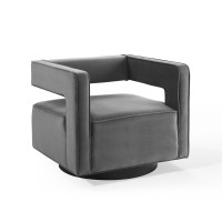 Modway EEI-3948-GRY Gray Booth Performance Velvet Swivel Armchair