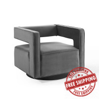 Modway EEI-3948-GRY Gray Booth Performance Velvet Swivel Armchair