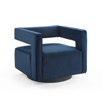 Modway EEI-3948-MID Midnight Blue Booth Performance Velvet Swivel Armchair