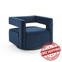 Modway EEI-3948-MID Midnight Blue Booth Performance Velvet Swivel Armchair