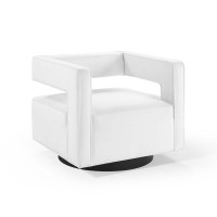 Modway EEI-3948-WHI White Booth Performance Velvet Swivel Armchair