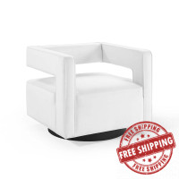 Modway EEI-3948-WHI White Booth Performance Velvet Swivel Armchair