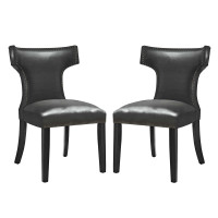 Modway EEI-3949-BLK Curve Dining Chair Vinyl Set of 2