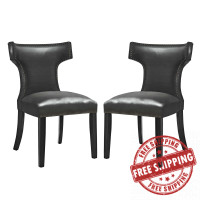 Modway EEI-3949-BLK Curve Dining Chair Vinyl Set of 2