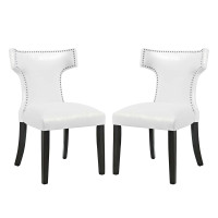 Modway EEI-3949-WHI Curve Dining Chair Vinyl Set of 2