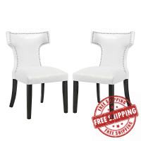 Modway EEI-3949-WHI Curve Dining Chair Vinyl Set of 2