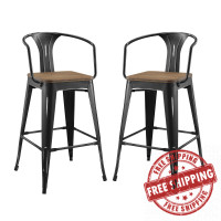 Modway EEI-3954-BLK Black Promenade Bar Stool Set of 2