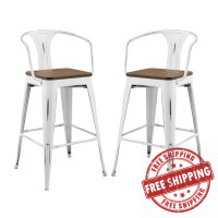 Modway EEI-3954-WHI White Promenade Bar Stool Set of 2