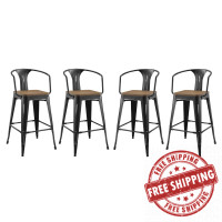 Modway EEI-3955-BLK Black Promenade Bar Stool Set of 4