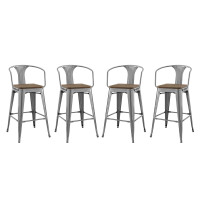 Modway EEI-3955-GME Gunmetal Promenade Bar Stool Set of 4