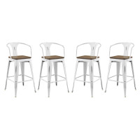 Modway EEI-3955-WHI White Promenade Bar Stool Set of 4