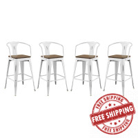 Modway EEI-3955-WHI White Promenade Bar Stool Set of 4