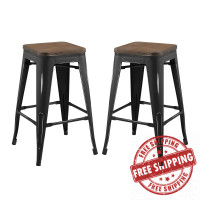 Modway EEI-3958-BLK Black Promenade Counter Stool Set of 2