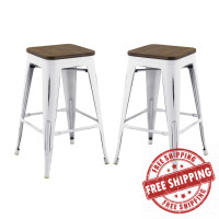 Modway EEI-3958-WHI White Promenade Counter Stool Set of 2