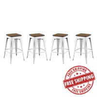 Modway EEI-3959-WHI White Promenade Counter Stool Set of 4