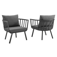 Modway EEI-3960-SLA-CHA Riverside Outdoor Patio Aluminum Armchair Set of 2