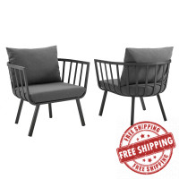 Modway EEI-3960-SLA-CHA Riverside Outdoor Patio Aluminum Armchair Set of 2